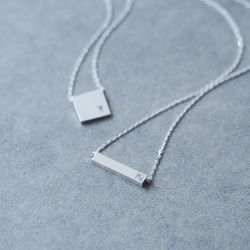 2コset) 正方形 + 長方形 ペア ネックレス シルバー925 ネックレス