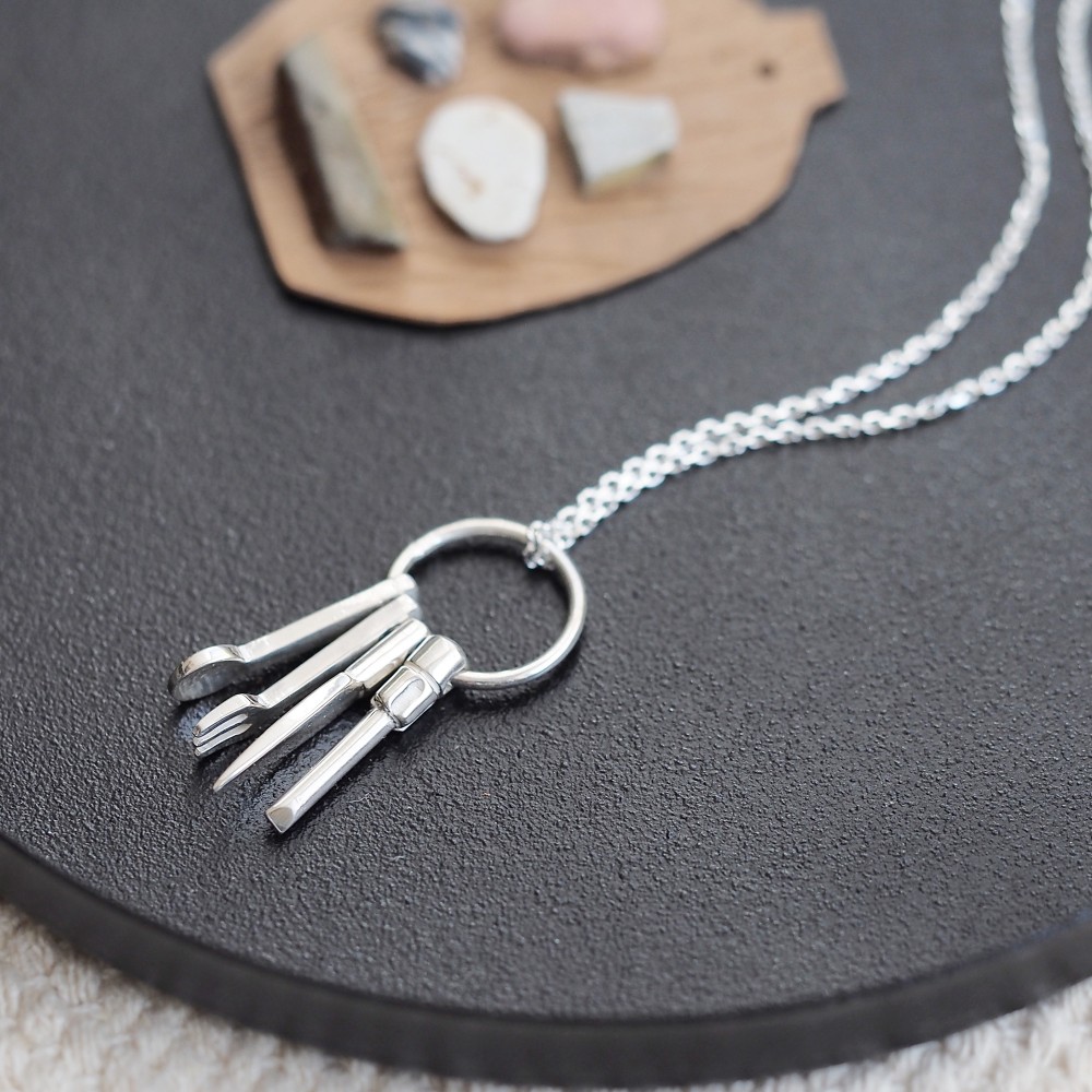 Mini アウトドア ツール セット メンズ ネックレス シルバー925