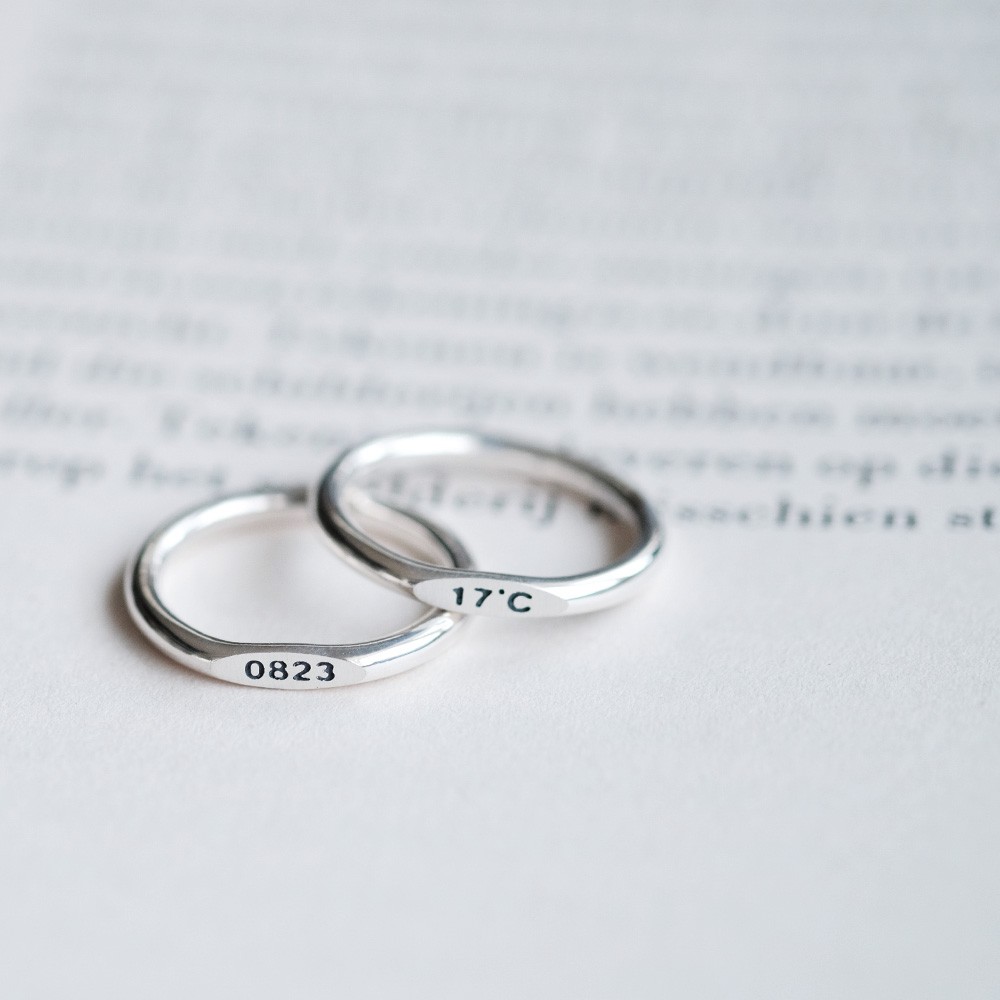 2コset) 記念日 イニシャル ペア リング シルバー925