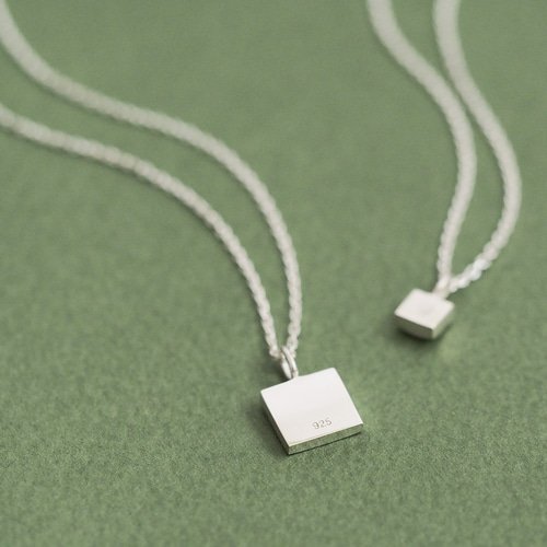 2コset）tiny 四角 ペア ネックレス シルバー925 ネックレス
