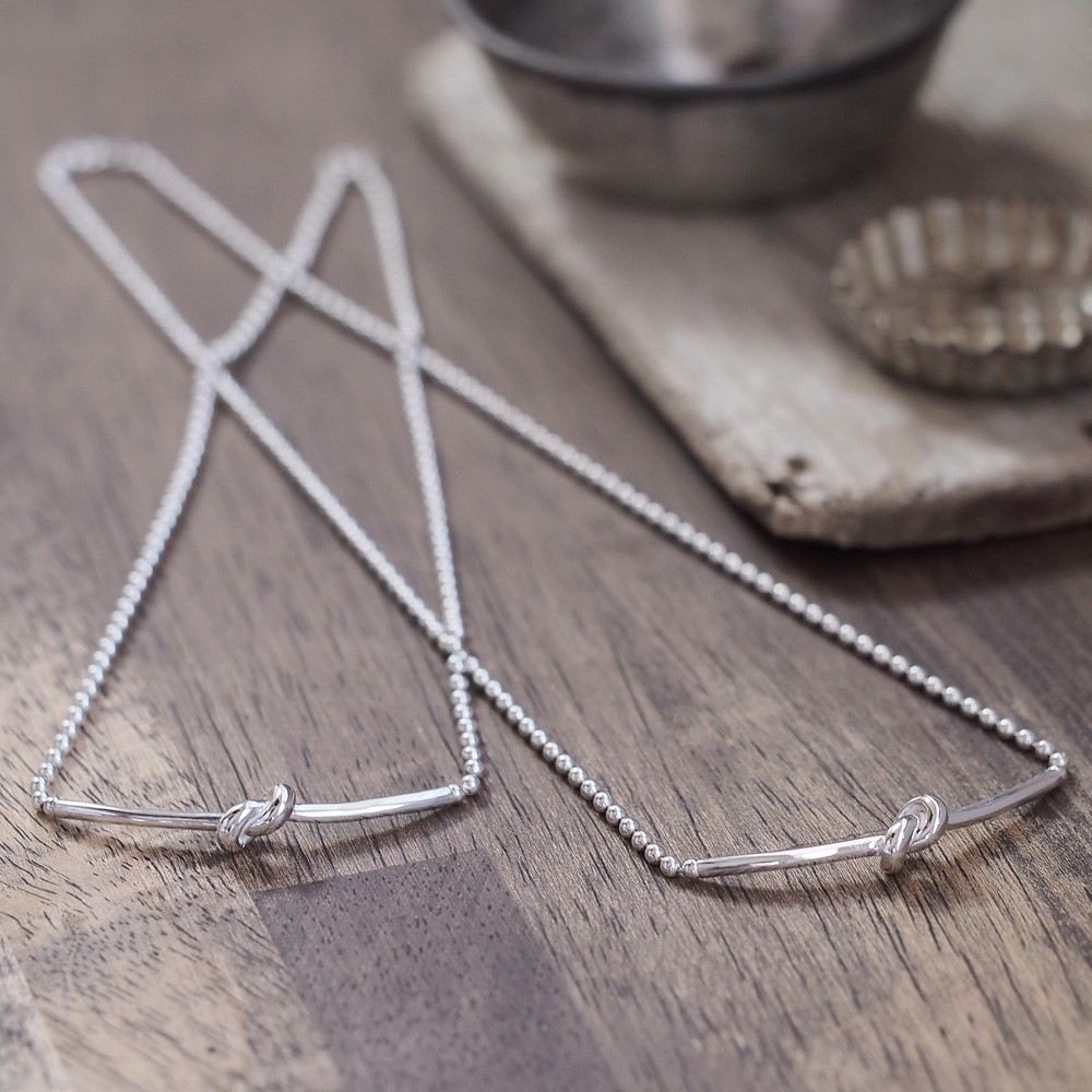 2コset）Musubi ボールチェーン ペア ネックレス シルバー925