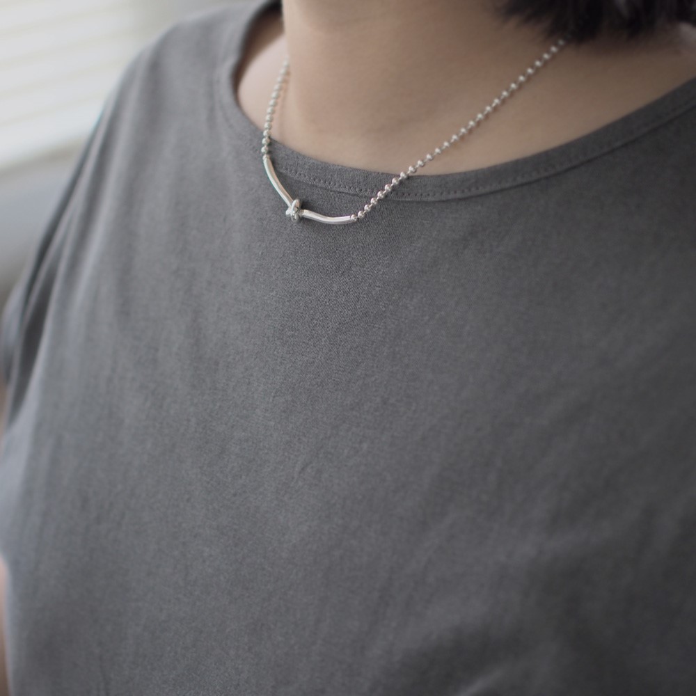 2コset）Musubi ボールチェーン ペア ネックレス シルバー925