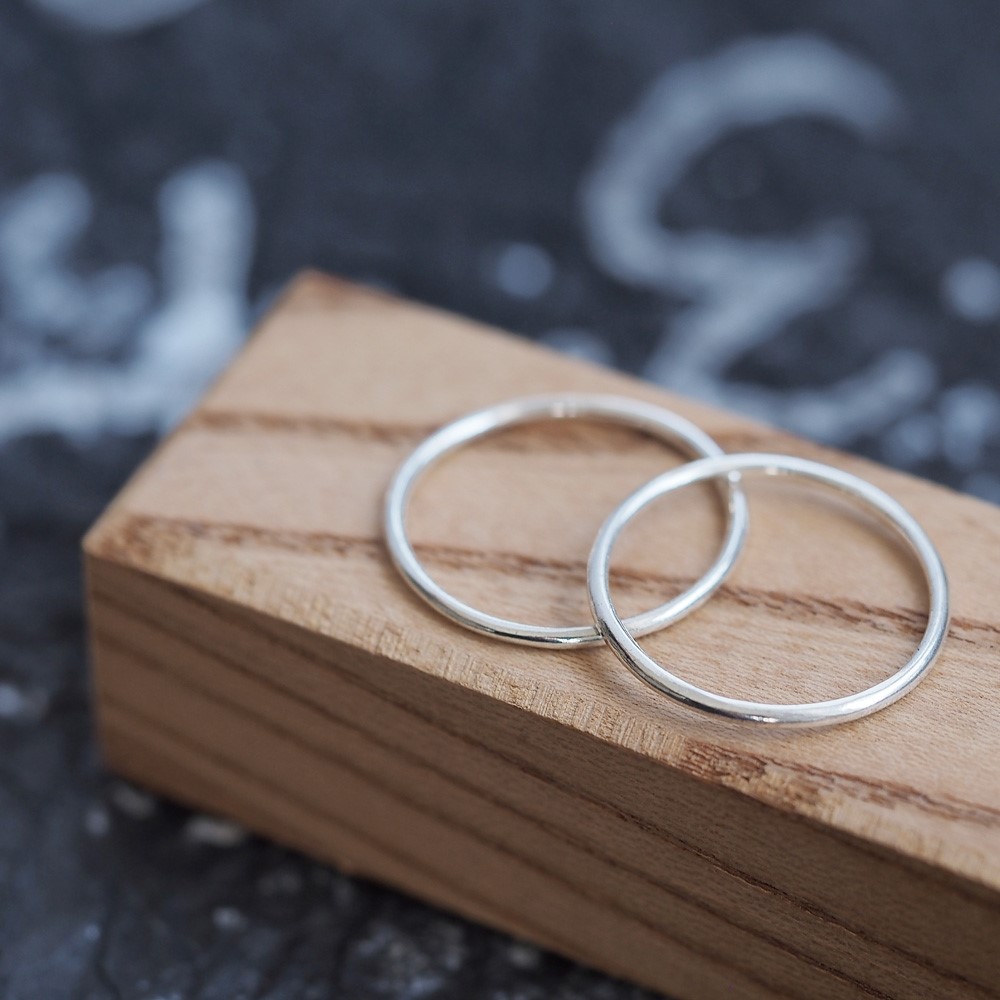 2コset) 極細 スタンダード ペア リング シルバー925