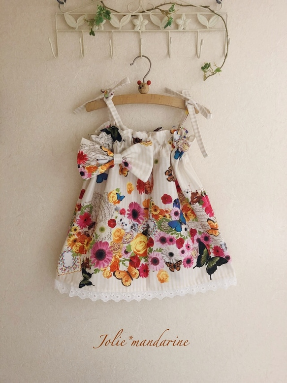 【受注制作】ママ用ギャザースカートとお子様用ワンピース＆スカートセット（Candy Party） 3枚目の画像