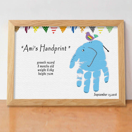 ver.ぞうさん （額付 送料無料）手形アート·メモリアルポスター  