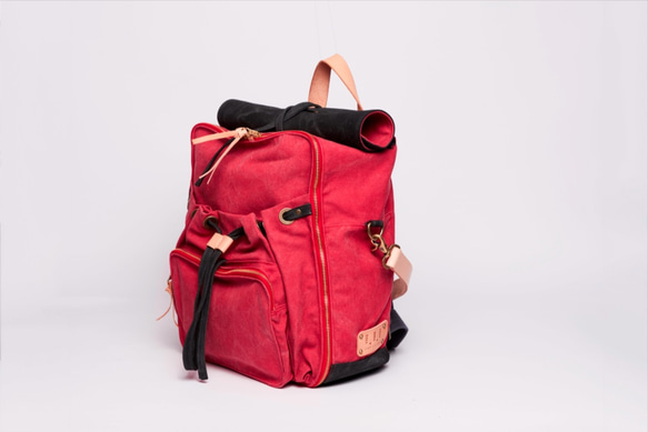 West Village Bag/上蠟帆布後背包 Urban Jungle Backpack (Red) (Large） 第2張的照片