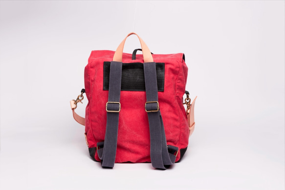 West Village Bag/上蠟帆布後背包 Urban Jungle Backpack (Red) (Large） 第3張的照片