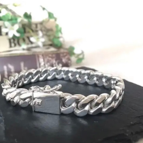 新品 未使用】 シルバー925 本物 メンズブレスレット チェーン 