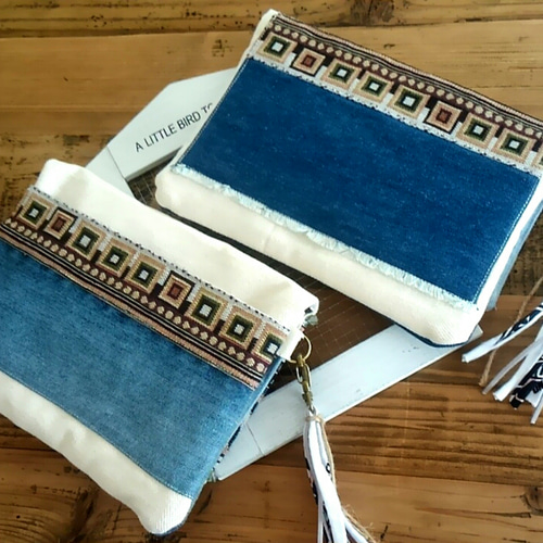 new*レアオルテガ新作☆マルチケース☆*デニムリメイク 雑貨・その他