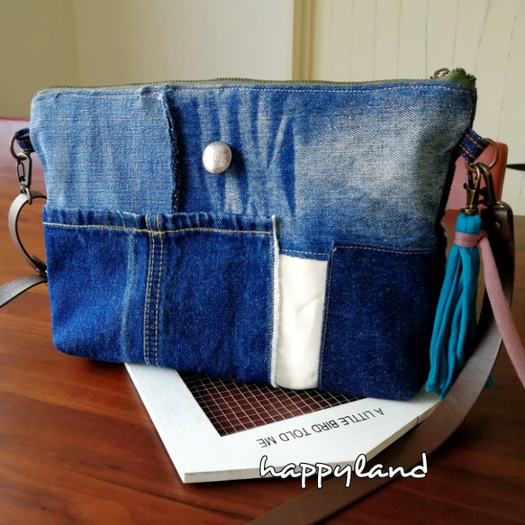 デニムリメイクショルダー 完全一点物♬デニムリメイクショルダーバッグ | handmade select