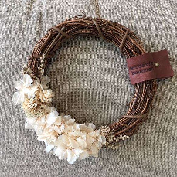 antique wreath L/white 20cm 1枚目の画像