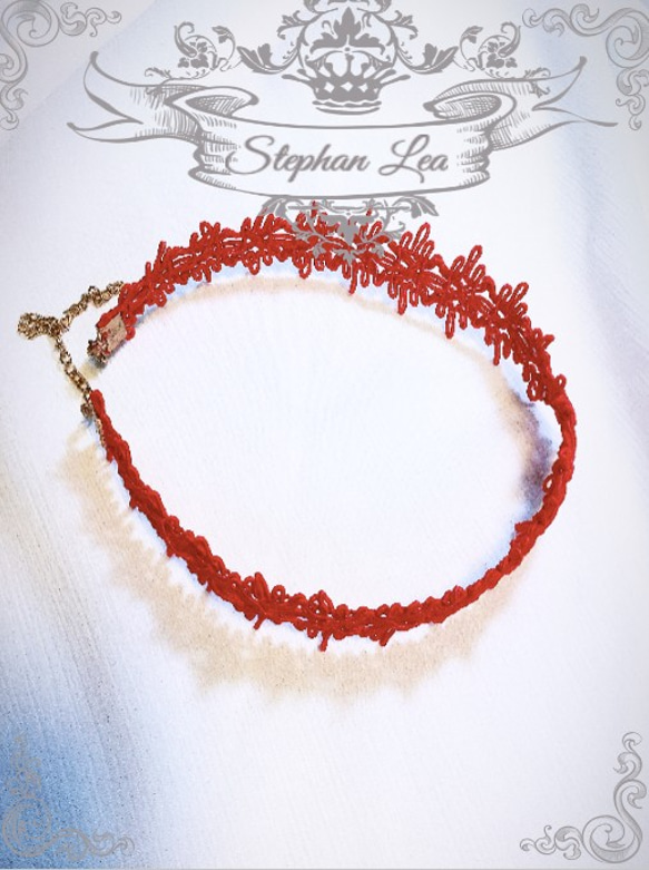 ★Stephan Lea★螺旋の赤い糸チョーカー 1枚目の画像