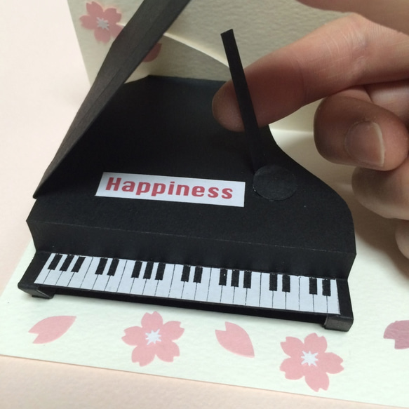 想い出を奏でるグランドピアノの立体メッセージカードblue 2枚目の画像