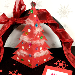 開いて飾れるポップアップクリスマスカード(レッドツリー) 2枚目の画像