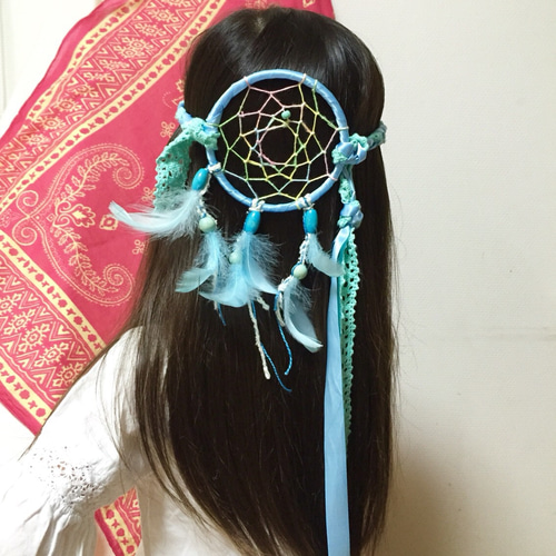 ドリームキャッチャー ヘアアクセサリー キッズ用(大人もOK)「自由