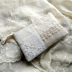 アンティークレース*手刺繍*リネン*ポーチ ポーチ linge