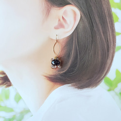 花束~花束~秋季堇青石和苔蘚海藍寶石K14gf耳環/耳環 第6張的照片