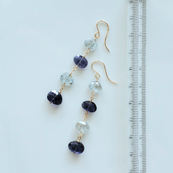 ~ 雙色 ~ 堇青石和苔蘚海藍寶石 K14gf 耳環/耳環 第7張的照片