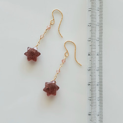 ~ stella ~ 草莓石英 K14gf 星星耳環/耳環 第6張的照片