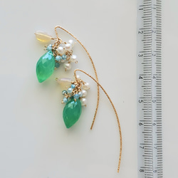 花束～花束～綠玉髓K14gf條形耳環/耳環 第4張的照片
