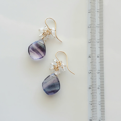 天然石 フローライトのK14gfピアス／イヤリング ピアス（フック