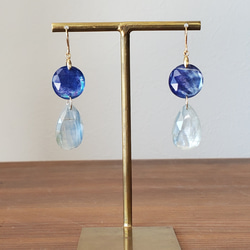 〜搖擺〜藍晶石和青金石K14gf耳環/耳環 第2張的照片