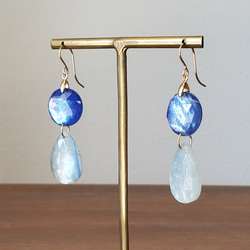 〜搖擺〜藍晶石和青金石K14gf耳環/耳環 第4張的照片