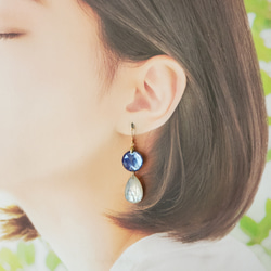 〜搖擺〜藍晶石和青金石K14gf耳環/耳環 第5張的照片