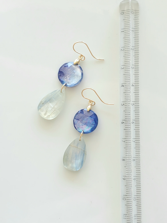 〜搖擺〜藍晶石和青金石K14gf耳環/耳環 第6張的照片
