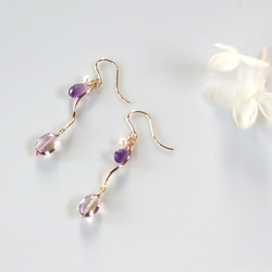 K14gf·寶石品質AAA紫晶和紫水晶扭線耳環/耳環 第1張的照片