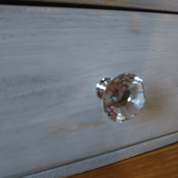 引き出し収納ボックス　（２個セット）　シャビーグレー　ダイヤカットの可愛い取っ手（受注制作） 4枚目の画像