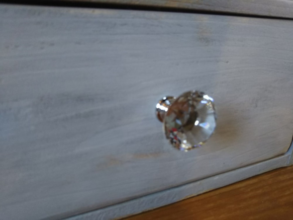 引き出し収納ボックス　（２個セット）　シャビーグレー　ダイヤカットの可愛い取っ手（受注制作） 4枚目の画像