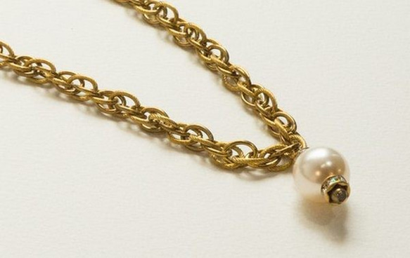 黃銅手工飾品設計 麻花黃銅珍珠項鏈 第4張的照片