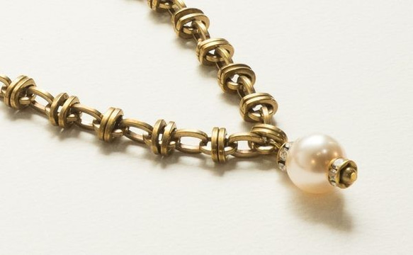 黃銅手工飾品設計 維多利亞黃銅珍珠項鏈 第4張的照片