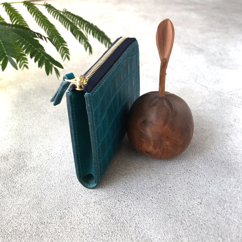 【 イタリアンレザー 】 ミニ財布 （ ブルー）【ハンドメイド】 本革ミニ財布 セルリアンブルー その他ミニ財布・コンパクト財布