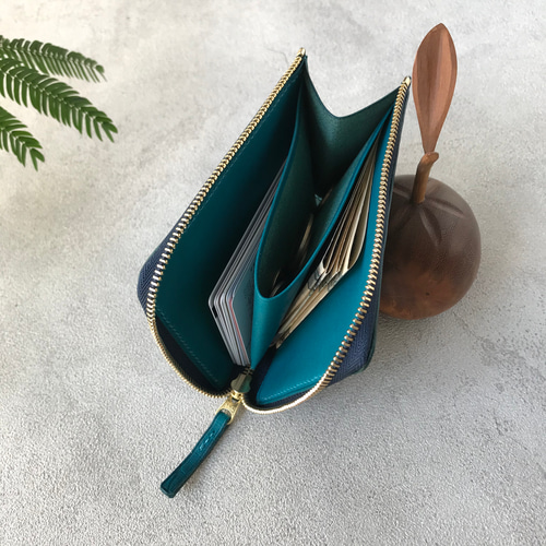 【 イタリアンレザー 】 ミニ財布 （ ブルー）【ハンドメイド】 本革ミニ財布 セルリアンブルー その他ミニ財布・コンパクト財布