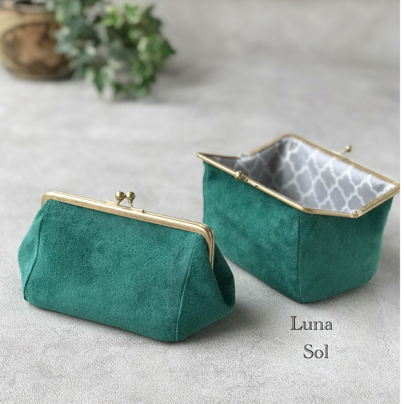 スエード マチ広 がま口 ポーチ Moss がま口 LunaSol 通販 9879683