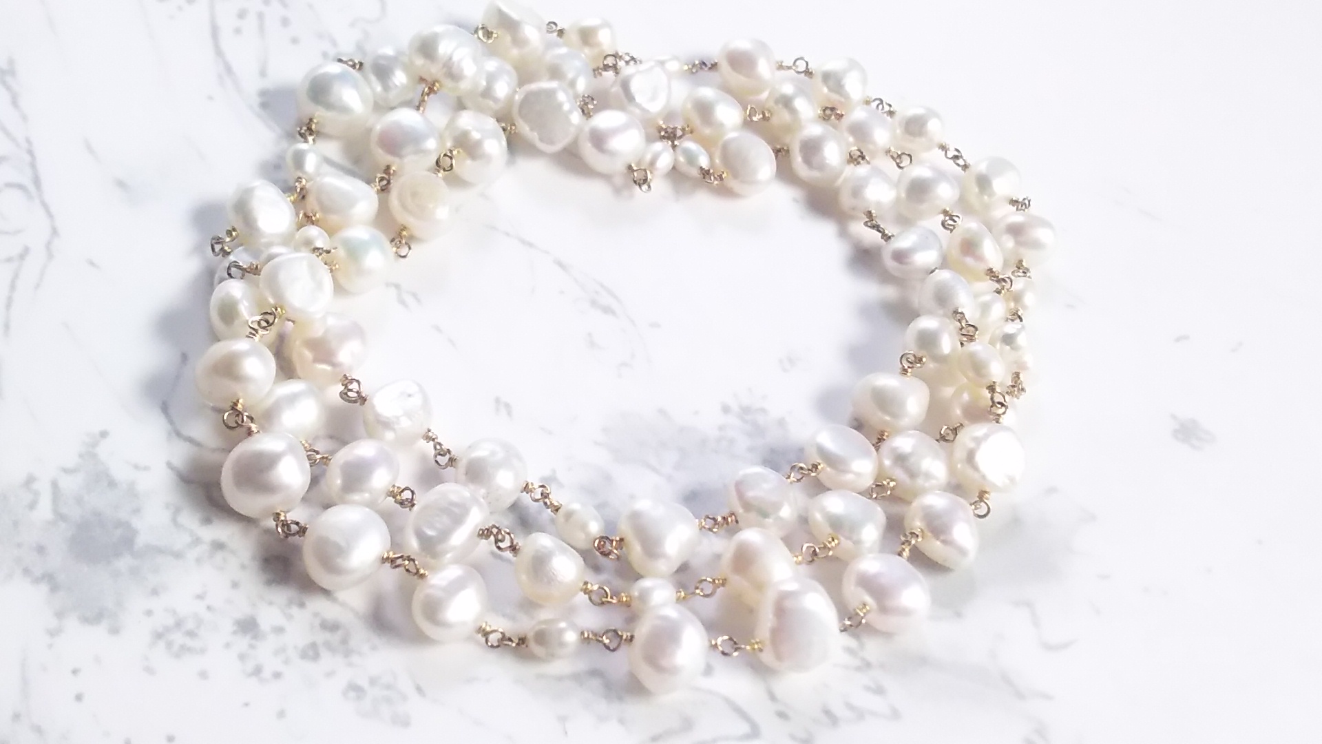 14kgf*淡水パールのロングネックレス*