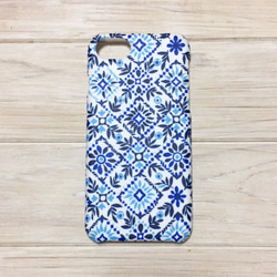 【Xperia/GALAXY/iPhone】モロッコタイルモチーフ柄 ブルー スマホケース 1枚目の画像