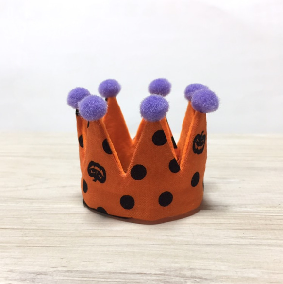 ニャンコの王冠☆ハロウィンオレンジドット  水玉柄 2枚目の画像