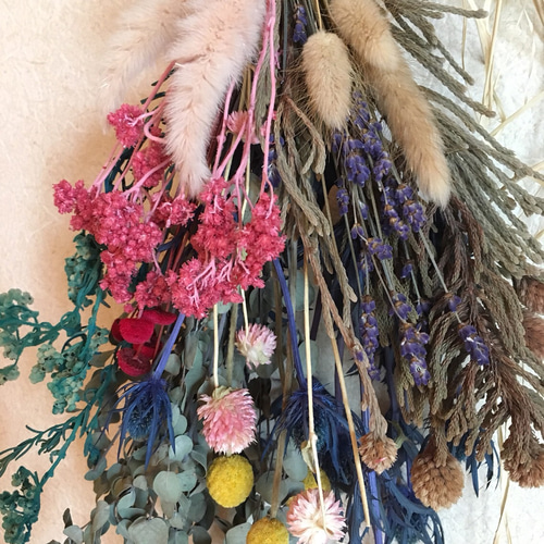 dried flower swag華やかな＊ドライフラワースワッグ 仲夏*Ⅱ ドライフラワー スワッグ ネイティブフラワー Dry Swag native