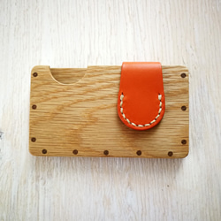 a card case オーク×オレンジ　- 無垢材と本革の名刺入れ - 2枚目の画像