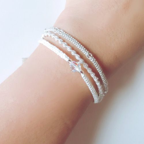 若者に人気のブランド 再販×3》大人オフホワイトグラデーションミサンガブレスレット アクセサリー