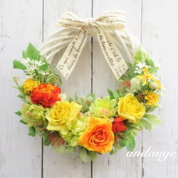 ビタミンカラーの元気いっぱい大きいリース ビタミンカラーのジニアリース（直径約26cm） リース sarasa