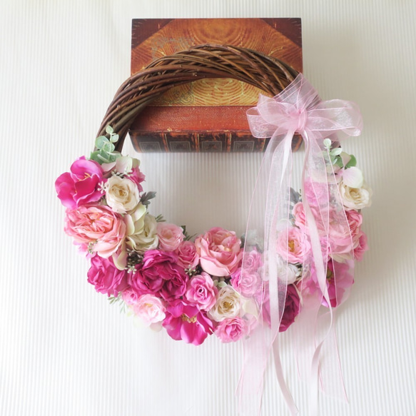 Wreath de Rose ピンクローズのリースブーケ 3枚目の画像
