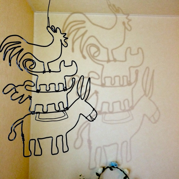 ブレーメンの音楽隊＊ワイヤーアート 1枚目の画像