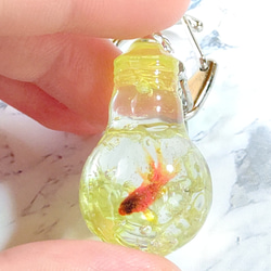 ☆夏の新作☆電球型の金魚と水草のキーホルダー 4枚目の画像