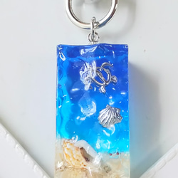 ホヌと貝と星の砂の海の波形キーホルダー 5枚目の画像