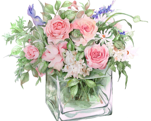 水彩画原画薔薇美しいイングリッシュローズたち① 水彩画原画薔薇の絵ローズ - メルカリ