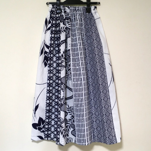 浴衣リメイク D パッチワーク ギャザースカート コットン 浴衣